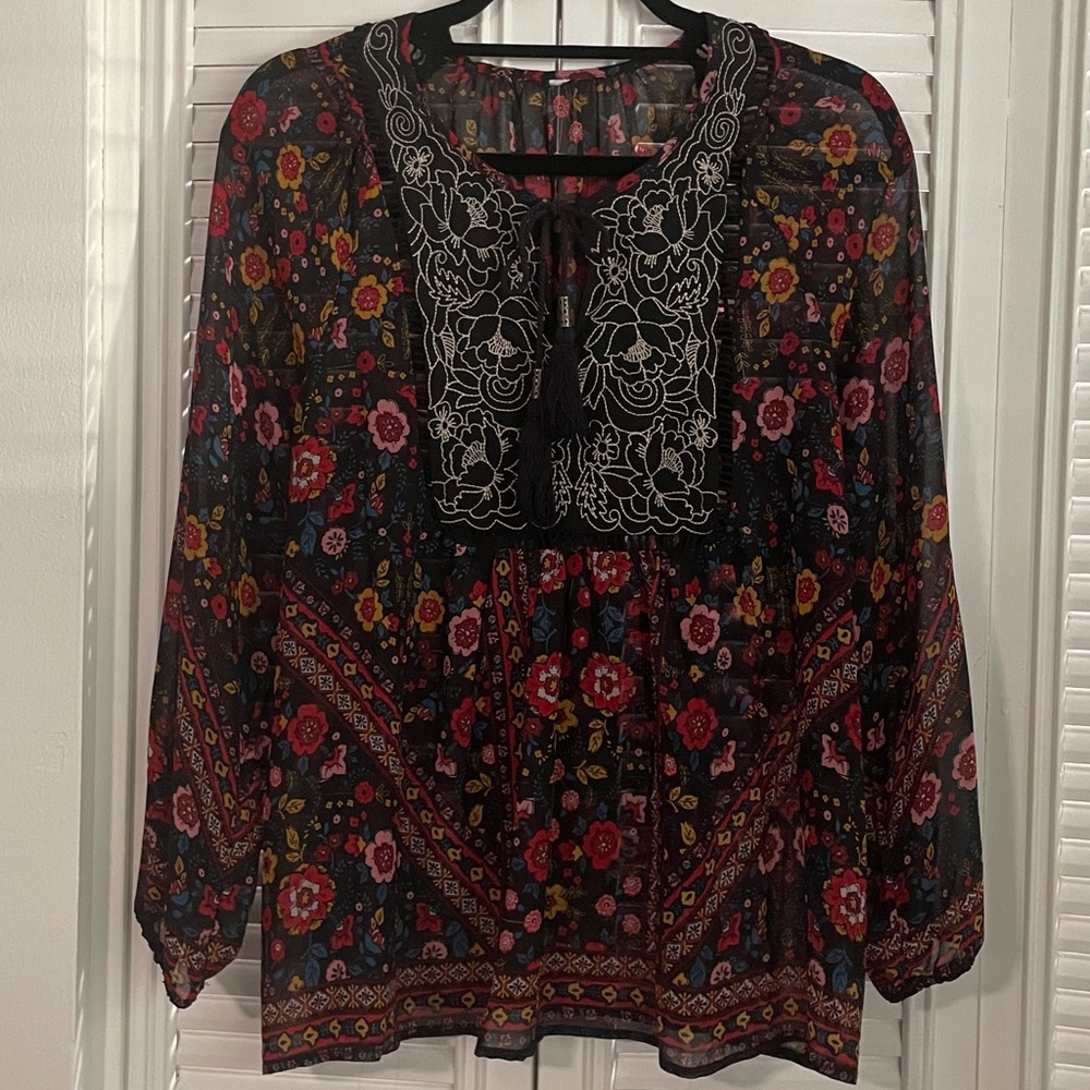 Target Brand Floral Embroidered Sheer Blouse
